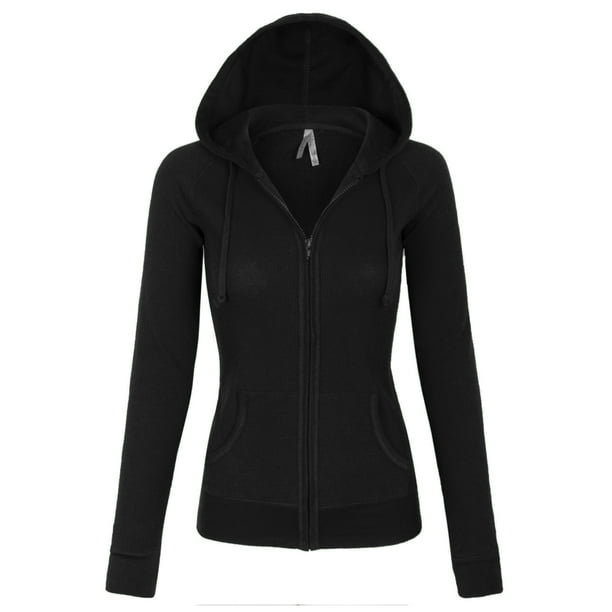 Angelia Daugh Womens Casual Zip Up Hoodie Solid Long Jacket Sweatshirt Outerwear With Pocket Plus Size S-5XL
